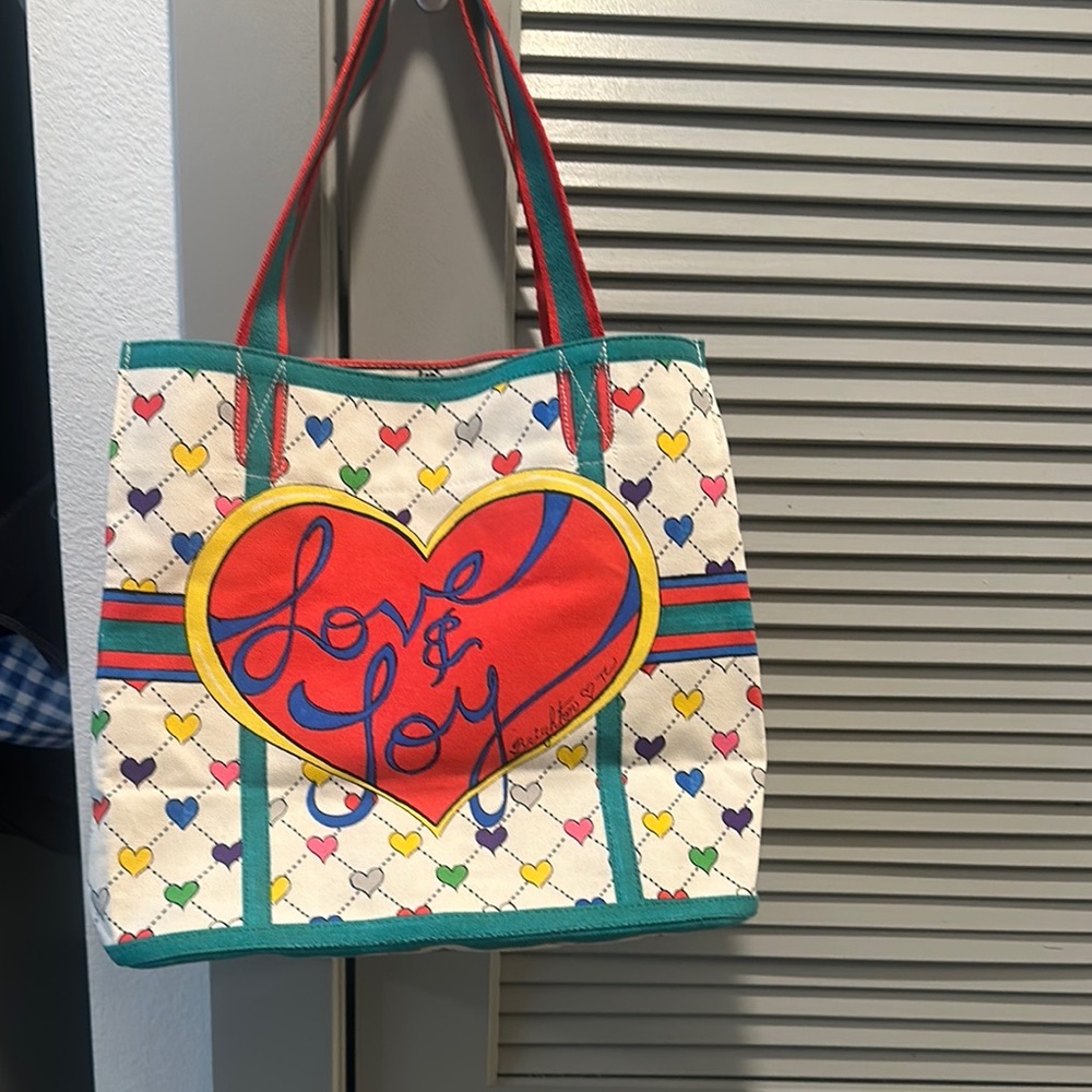 Brighton Playful Red and Yellow Heart Tote Bag NWT